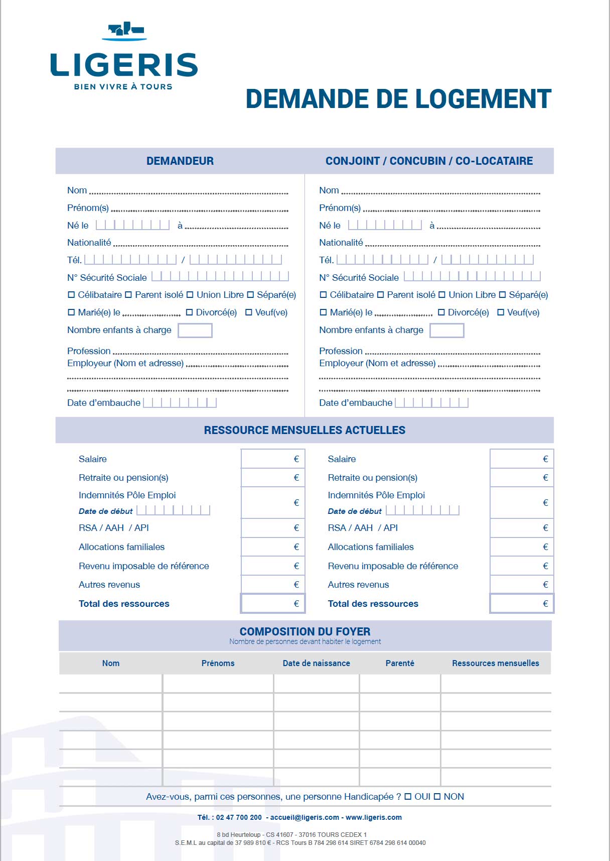 mairie de tours demande de logement